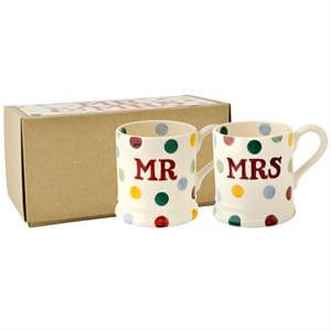 Emma Bridgewater Polka Dot Mr & Mrs 1/2 Pint Mugs